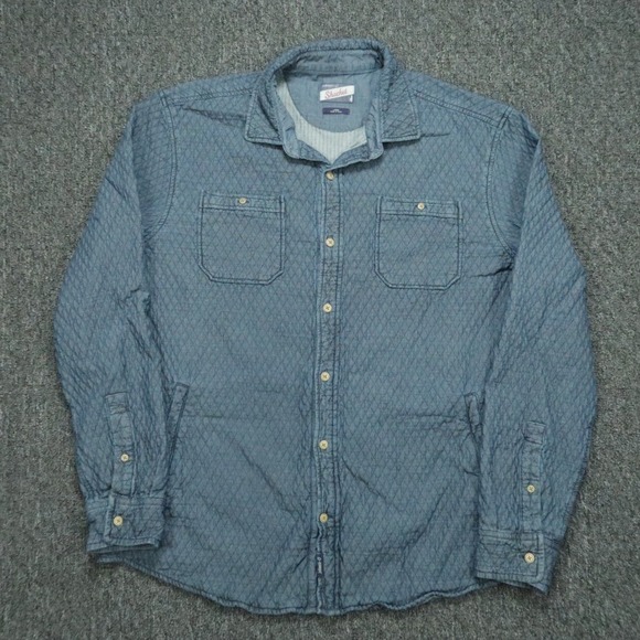Johnnie O Shirt Mens Large Indigo Blue Haskell Shacket Long Sleeve
